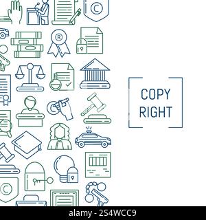 Vector banner and poster linear style copyright elements with place for text illustration. Vector linear style copyright elements illustration Stock Vector