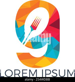 Letter G food logo vector illustration template. Spoon with letter G vector logo concept illustration. Stock Vector