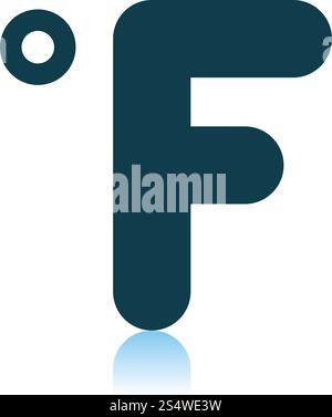 Fahrenheit Degree Icon. Shadow Reflection Design. Vector Illustration. Stock Vector