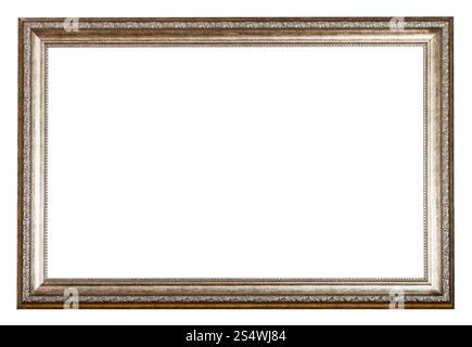 baroque style sliver wooden picture frame with cut out blank space isolated on white background Stock Photo