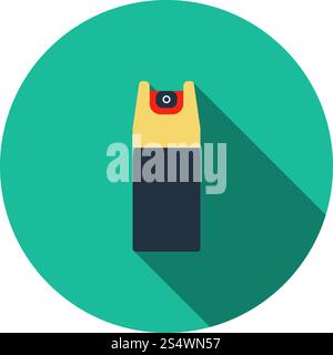 Pepper Spray Icon. Flat Circle Stencil Design With Long Shadow. Vector Illustration. Stock Vector