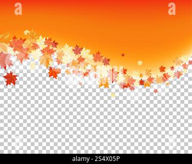 Falling maple leaves with transparency grid on back. Vector Illustration. Stock Vector
