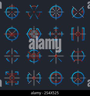 Futuristic military aims, vector optical aiming sci-fi spaceship ...