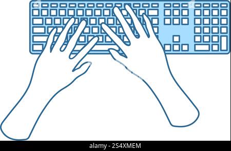 Typing Icon. Thin Line With Blue Fill Design. Vector Illustration Stock ...