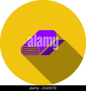 Tailor Cloth Roll Icon. Flat Circle Stencil Design With Long Shadow. Vector Illustration. Stock Vector