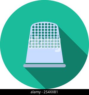 Tailor Thimble Icon. Flat Circle Stencil Design With Long Shadow. Vector Illustration. Stock Vector