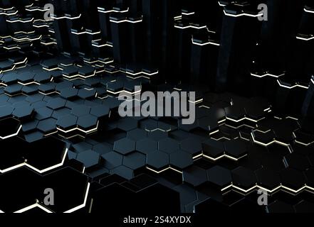 Abstract 3D dark blue hexagonal background Stock Photo