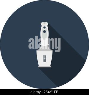Baby Food Blender Icon. Flat Circle Stencil Design With Long Shadow. Vector Illustration. Stock Vector