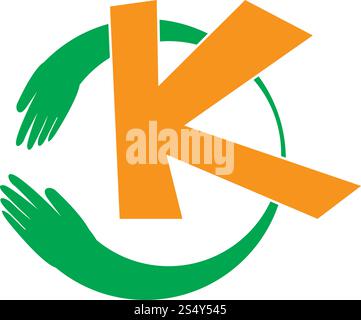 Hand Care with K letter initial Logo Template vector icon Business Stock Vector