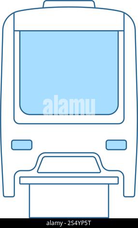Monorail Icon. Thin Line With Blue Fill Design. Vector Illustration. Stock Vector
