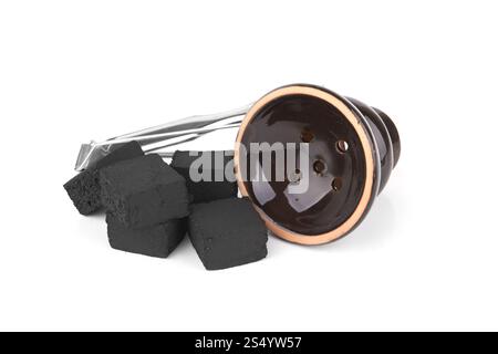 Coal for hookah isolated on white background Stock Photo