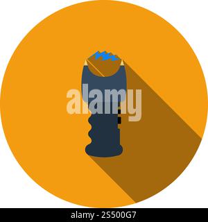 Stun Gun Icon. Flat Circle Stencil Design With Long Shadow. Vector Illustration. Stock Vector