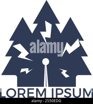 Digital Tree logo design. Network and pine tree design concept for education learning and technology. Stock Vector