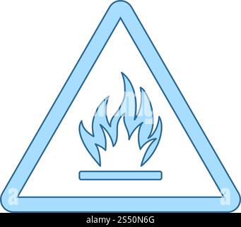 Flammable Icon. Thin Line With Blue Fill Design. Vector Illustration ...