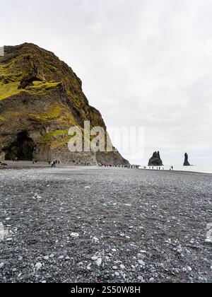 Shell Myrdal Reynisfjara Beach and Halsanefshellir Cave near Vik, Iceland Stock ...