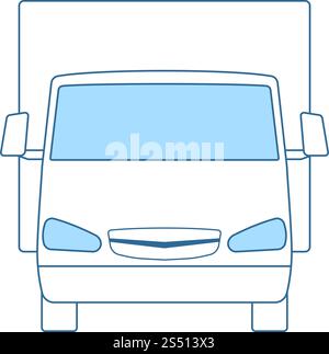 Van Truck Icon. Thin Line With Blue Fill Design. Vector Illustration. Stock Vector