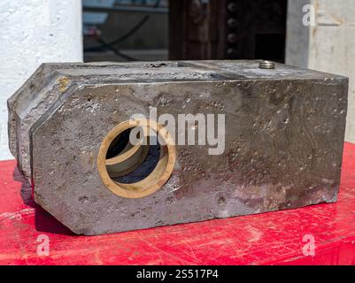 A metal casting used in a large crane at a hydroelectric dam Stock Photo