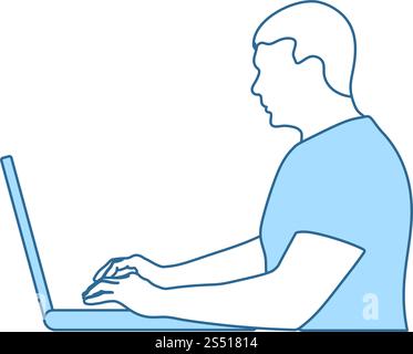 Typing Icon. Thin Line With Blue Fill Design. Vector Illustration Stock ...