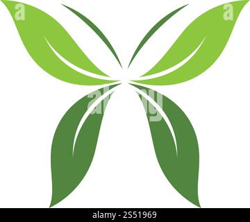 Butter fly leaf nature ilustration concept Stock Vector