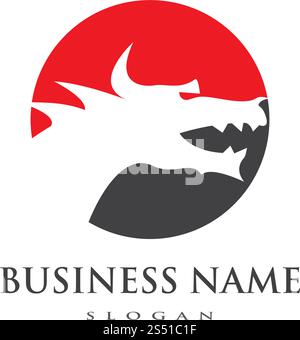 Head dragon flat color logo template vector illustration Stock Vector