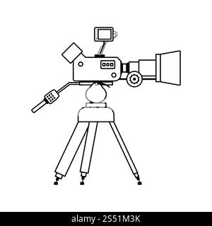 Movie camera icon. Thin line design. Vector illustration Stock Photo ...