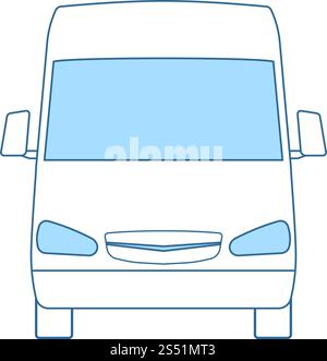 Van Icon. Thin Line With Blue Fill Design. Vector Illustration. Stock Vector