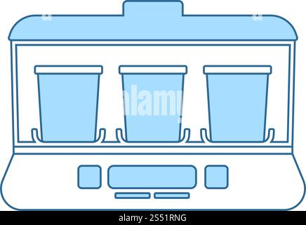 Yogurt Maker Machine Icon. Thin Line With Blue Fill Design. Vector Illustration. Stock Vector