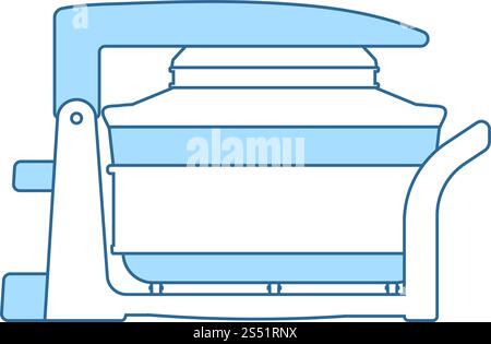 Electric Convection Oven Icon. Thin Line With Blue Fill Design. Vector Illustration. Stock Vector