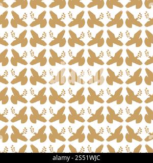 Gold vintage peace dove seamless pattern or background. Vector illustration. Gold vintage peace dove seamless pattern Stock Vector