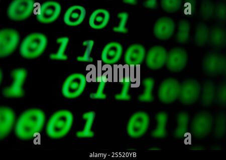 Numerical continuous code in green color, abstract web data in . Numerical continuous code in green color, abstract web data in binary code. Stock Photo