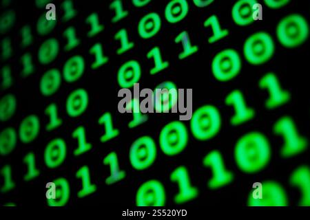 Numerical continuous code in green color, abstract web data in . Numerical continuous code in green color, abstract web data in binary code. Stock Photo