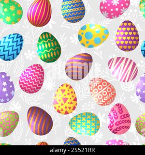 Seamless pattern of colored easter eggs. Easter holiday spring, seamless pattern colored eggs illustration vector. Seamless pattern of colored easter eggs Stock Vector