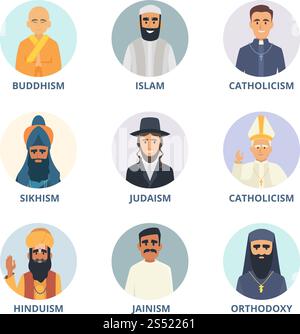Round avatars set with pictures of religion leaders Stock Vector Image ...