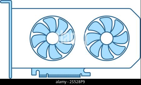 GPU Icon. Thin Line With Blue Fill Design. Vector Illustration. Stock Vector