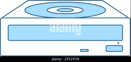 CD-ROM Icon. Thin Line With Blue Fill Design. Vector Illustration. Stock Vector