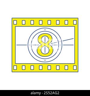 Movie frame with countdown icon. Thin line design. Vector illustration. Stock Photo