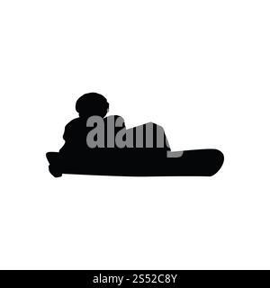 Snowboarder man silhouette. Black on white.  Vector illustration. Stock Photo