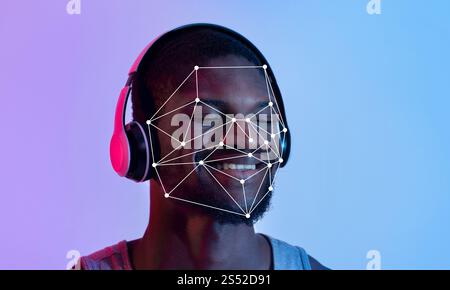 Facial recognition technology enhances identification in modern entertainment Stock Photo