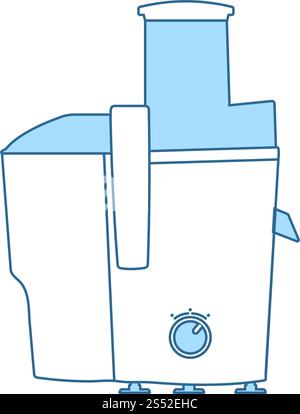 Juicer Machine Icon. Thin Line With Blue Fill Design. Vector Illustration. Stock Vector