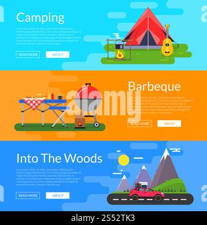 Vector flat style camping elements illustration Stock Vector Image ...