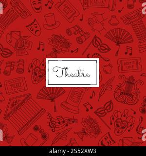 Vector doodle theatre elements background illustration with place for text. Vector doodle theatre elements background illustration Stock Vector