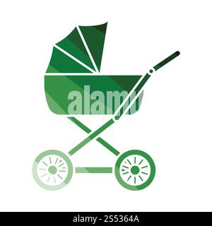 Pram icon. Flat color design. Vector illustration. Stock Photo