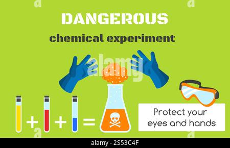 Danger Science Lab Dangerous chemical lab experiment flat cartoon illustration Stock Photo ...