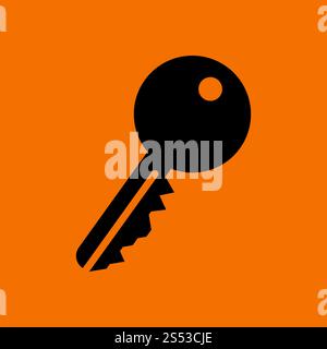 Key Icon. Black on Orange Background. Vector Illustration. Stock Photo