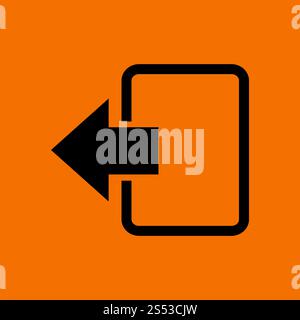 Exit Icon. Black on Orange Background. Vector Illustration. Stock Photo