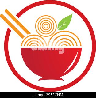 noodle logo  design vector ilustration template Stock Vector