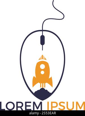 Click rocket pointer logo vector design. Rocket Shop logo design template. Stock Vector
