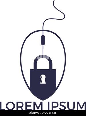 Lock Click Logo Design. Vector lock and click logo combination. Safe and cursor symbol or icon. Stock Vector