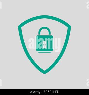 Data Security Icon. Green on Gray Background. Vector Illustration. Stock Photo
