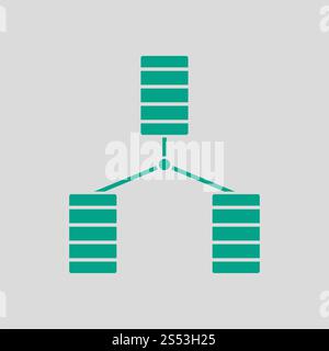 Database Icon. Green on Gray Background. Vector Illustration. Stock Photo